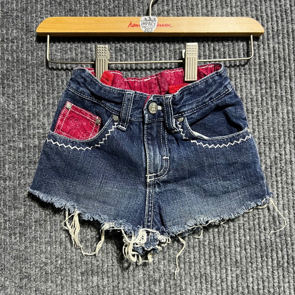 Wrangler Denim Shorts Kids 18M Blue Embroidered Daisy Cutoff Western Boho